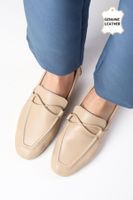 Mio Gusto Fiona Genuine Leather Tan Women's Blunt Toe Loafer Shoes