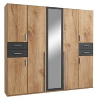 P & B SKRIŇA S OTOČNÝMI DVERAMI, grafitová, farba duba, 225/208/58 cm
