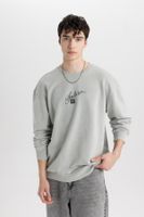 DEFACTO Comfort Regular Fit Relaxed Pattern Crew Neck Printed Sweatshirt