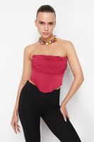 Trendyol Fuchsia Crop Lined Corset Detailed Knitted Bustier