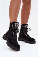 Boto Csizma Munkás Ékszer Díszítéssel Szigetelt Eko Zsámsz Fekete Miryssa