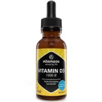 Vitamin D3 Tropfen hochdosiert 1000 IE, 50 ml (1700 Tropfen), Cholecalciferol vegetarisch, hohe Bioverfügbarkeit, Made in Germany | Vitamaze Sensilab