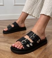D/CEO Black women's slides with decorative buckles Fetta