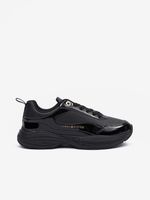 Tommy Hilfiger Womens Chunky Runner Patent Tennisschuhe Schwarz