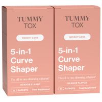 5-in-1 Curve Shaper: 1+1 GRATIS - superwirksame All-in-One-Getränk zum Abnehmen für Frauen. Orangengeschmack. 20 Beutel | TummyTox