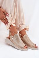 Boto Sandały Damskie Na Koturnie Złote Mevinette