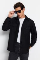 Trendyol Black Regular Parachute Pocket Cashmere Winter Textured Jacket Shirt