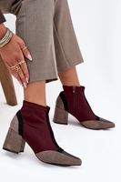 Boto Botki Damskie Na Masywnym Słupku Na Zamek Bordowe Delvane