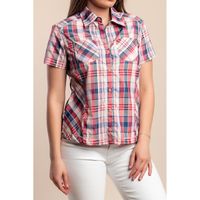 Kurzarmshirt Mit Karo-Print, Rosa