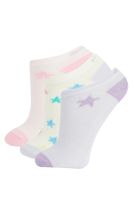 DEFACTO Girl's 3-Piece Cotton Booties Socks