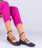 Gemre Vitoldora fekete műbőr balerinák csatokkal