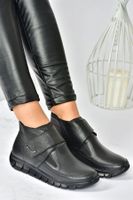 Fox Shoes Black Genuine Leather Comfort Orthopedic Sole Women's Boots