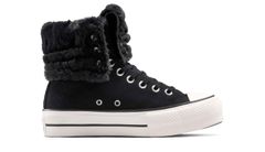 Converse Chuck Taylor All Star Fold-Over Lift Platform XHi Faux Fur Ženy - Tenisky Converse - Černá - A15229C-5 - Size: 5
