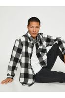 Koton Plaid Lumberjack Shirt Classic Collar Long Sleeve