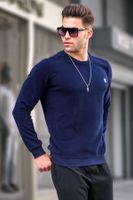 Madmext Light Navy Blue Crew Neck Regular Fit Basic Sweatshirt 5799