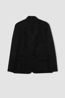 DEFACTO Relax Fit Jacket Collar Lined Buttoned Basic Plain Blazer Jacket