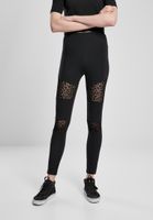 Women's Leggings Flock Lace Inset Black