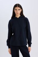 DEFACTO Relax Fit Hooded Basic Plain Sweatshirt