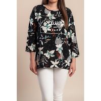 Bedruckte Bluse, Schwarz
