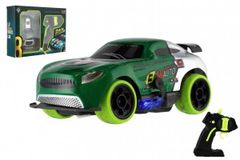 Auto RC závodné 2,4 GHz plast 12cm na batérie so svetlom zelené v krabici 23x17x5,5cm