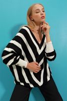 Damen Pullover Trend Alaçatı Stili Zebra