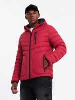 Ombre Men's quilted sports jacket with contrasting zipper - red