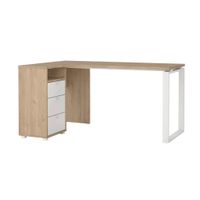 P & B ROHOVÝ PÍSACÍ STÔL, biela, farba duba, 150/99,6/75,6 cm