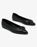 Resti Black women's pointed-toe ballerinas with Manixy nose embellishment