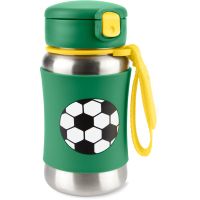 Skip Hop Spark Style Straw Bottle пляшка для води з неіржавної сталі з трубочкою Fotbal 12 m+ 350 мл