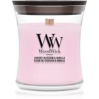Woodwick Cherry Blossom & Vanilla ароматна свещ с дървен фитил 85 гр.