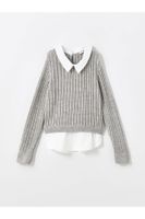 LC Waikiki Shirt Collar Girl's Knitted Sweater