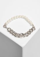 Pearl bracelet with flat chain - silver colors