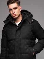 Ombre Men's patterned jacquard puffer jacket - black