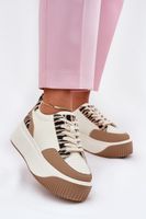 Boto Sneakersy Damskie Na Masywnej Platformie Zebra Beżowe Tamorniel