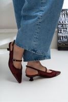 NİŞANTAŞI SHOES Tamsen Burgundy Patent Leather Belt Detail Ankle Tied Women's High Heeled Shoes