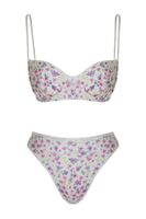 Trendyol Ecru Floral Patterned Ribbed Unlined Knitted Underwear Set