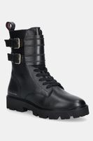 Kožené členkové topánky Tommy Hilfiger TH LTHR BIKER LACEUP