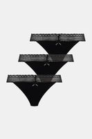 HUGO tangá dámske bavlnené s elastanom TRIPLET LACE STRING 3-pak