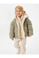 Koton Zippered Double Sided Plush Hooded Jacket - Quilted