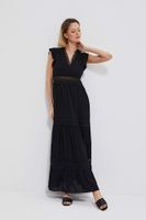 Boho šaty s krajkou - černé