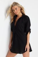 Trendyol Black Mini Woven 100% Cotton Beach Dress