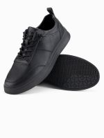 Ombre Men's monochromatic sports style shoes with stitching - black