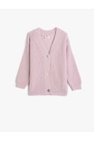 Koton Cardigan Knitwear Basic V Neck Buttoned Off Shoulder