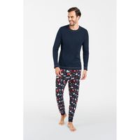 Men's pyjamas Rojas long sleeves, long pants - navy blue/print