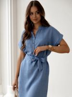 Resti Women's mini dress with short sleeves and a buttoned neckline