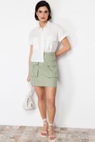 Trendyol Mint Premium Quality Mini Length Woven Skirt with Pocket Detail