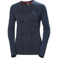 Helly Hansen W LIFA MERINO MIDWEIGHT GRAPHIC CREW Дамска тениска от Мерино, тъмносин, размер