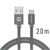 Datový kabel Swissten Textile USB / microUSB 2m, grey