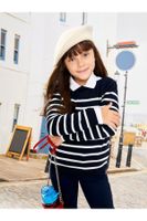 LC Waikiki Girls' Crew Neck Striped Long Sleeve Knitwear Sweater