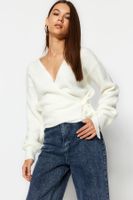 Trendyol Ecru Soft Textured V Neck Knitwear Cardigan